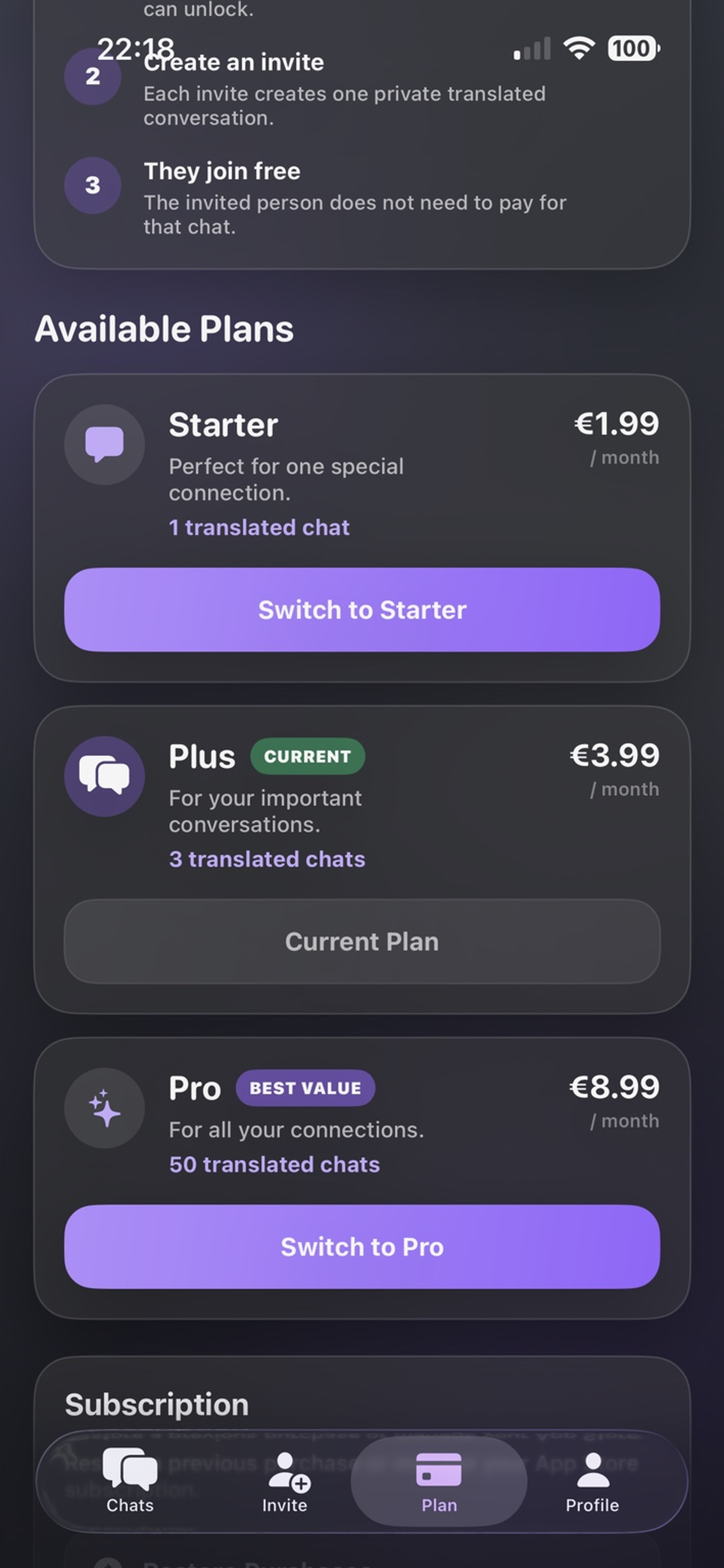 Yomiku translated chat interface