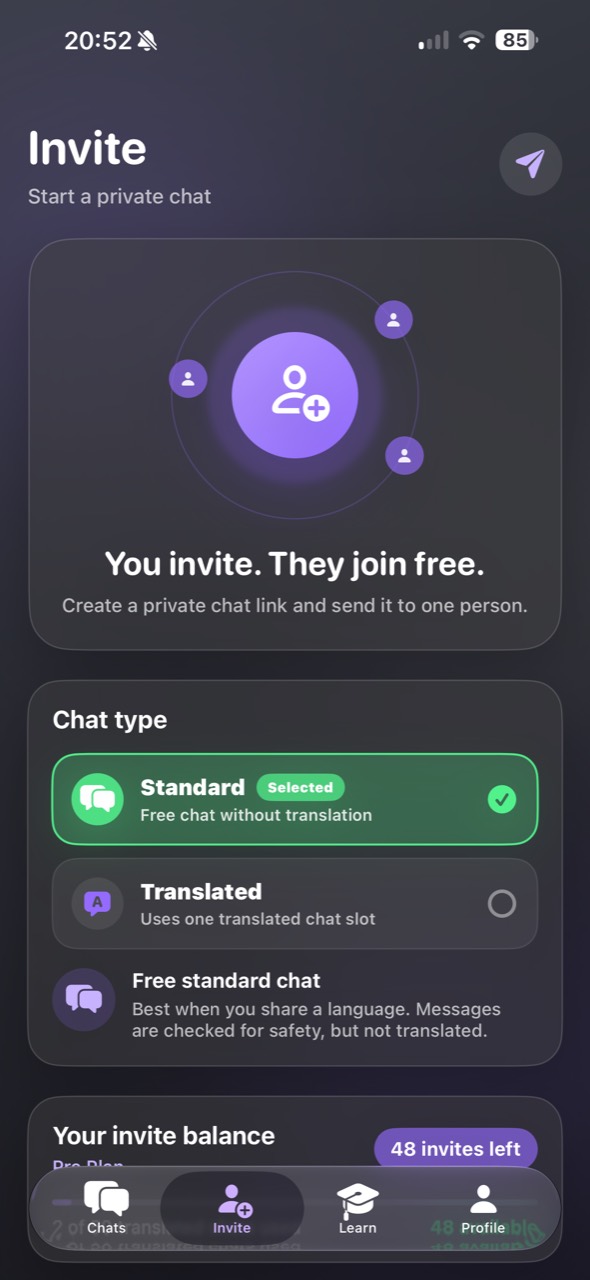 Yomiku invite screen